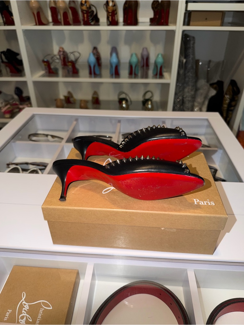 Christian Louboutin Me Dolly Leather Spike Mule Sandals EU 39/ US 8.5 - Picture 9 of 11